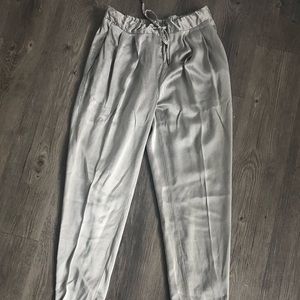 Eileen Fisher Silk Silver Trousers Pants